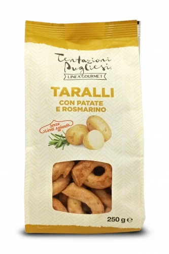 Tentazioni Pugliesi Taralli con patate e rosmarino Przekąski z ziemniakami i rozmarynem 250g