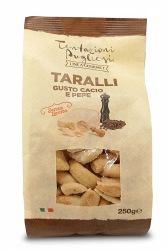 Tentazioni Pugliesi Taralli gusto cacio e pepe Przekąska z serem i pieprzem 250g