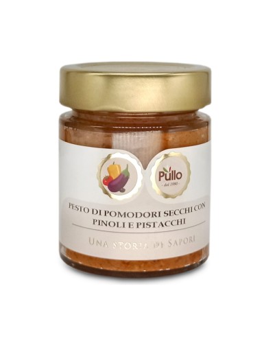 Pullo Pesto di pomodori secchi con pinoli e pistacchi Pesto z suszonych pomidorów z pistacjami i orzechami pinii 160g