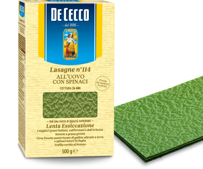 De Cecco Lasagne all'uovo con spinaci no.114 Makaron jajeczny ze szpinakiem 500g