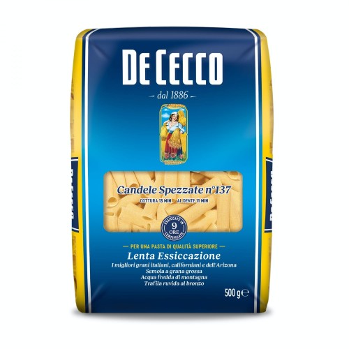 De Cecco makaron Candele Spezzate nr 137 500g, włoski, rurki małe gładkie