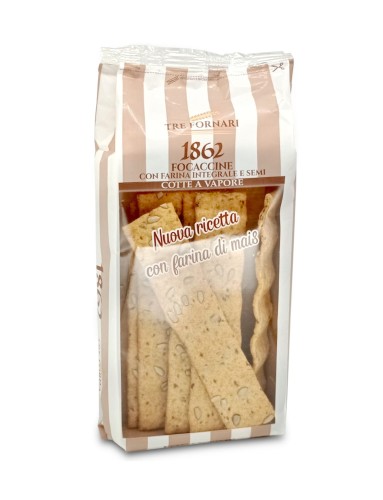 Tre Fornari 1862 Focaccine con farina integrale e semi Krakersy Pełnoziarniste z nasionami 140g