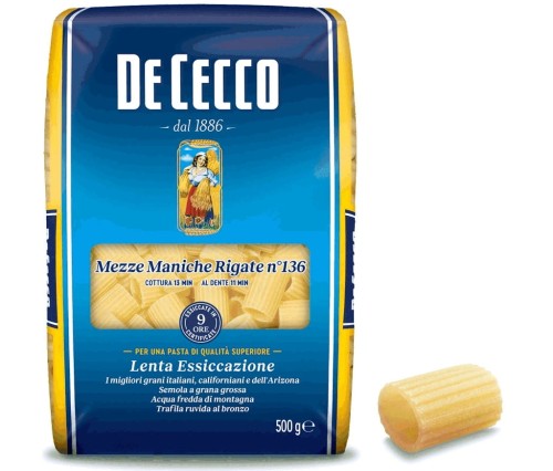 De Cecco makaron Mezze Maniche Rigate nr. 136 500g