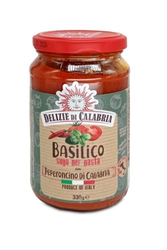 Delizie di Calabria Sugo per pasta Basilico con Peperoncino di calabria Sos do makaronu z Bazylią i chili 330g Włoskie