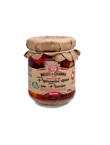Delizie di Calabria Peperoncini ripieni con Pecorino Papryczki nadziewane serem Pecorino 170g