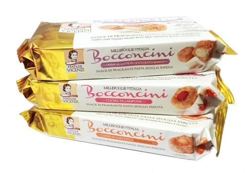 Matilde Vicenzi Millefoglie d'Italia Bocconcini ciastka z kremem z białej czekolady 100g