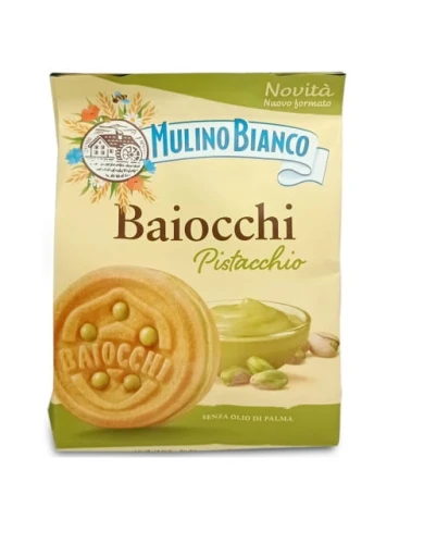 Mulino Bianco Baiocchi Pistacchio Ciastka z kremem Pistacjowym 240g