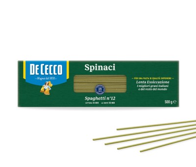 spaghetti spinaci 500g, włoski makaron w kartonowym zielonym pudełku