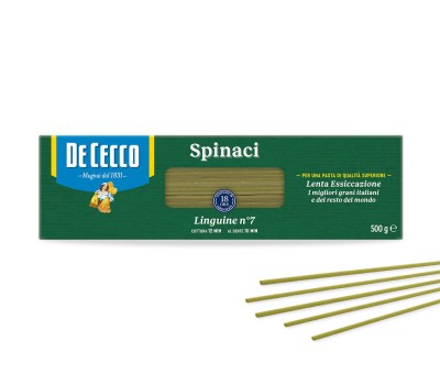 linguine spinaci 500g, włoski makaron w kartonowym zielonym pudełku