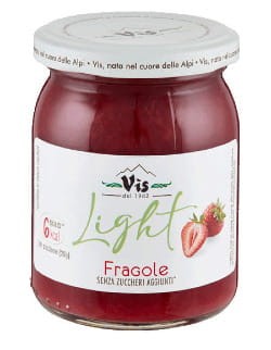vis light fragole dżem truskawkowy 220g. słoik, słodzony stewią i erytrytolem