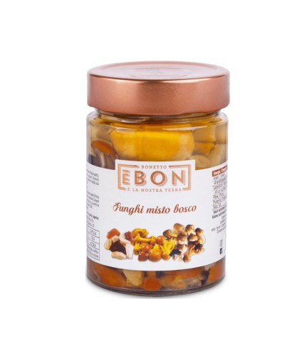 ebon funghi misto bosco 295g, grzyby mieszane w oleju, słoik