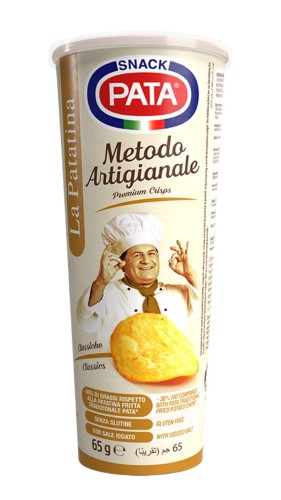 pata la patatine, rzemieślnicze chipsy solone w tubie, włoskie