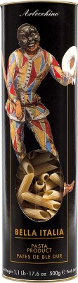makaron mezze penne rigate Arlecchino, w ozdobnej tubie, na prezent