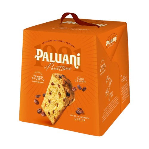 Paluani babka włoska panettone z rodzynkami w pomarańczowym pudełku 700g