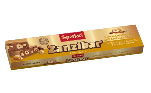 Sperlari zanzibar gianduja caramello 200g, czekolada mleczna gianduja w polewie karmelowej  z orzechami laskowymi