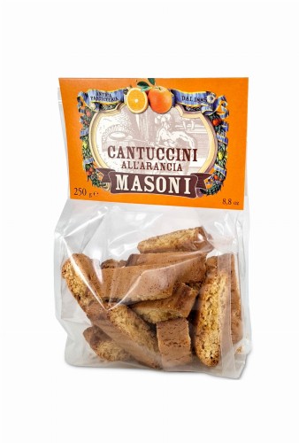 masoni cantuccini all arancia 250g, ciastka tradycyjne włoskie z pomarańczą