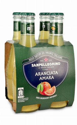 Sanpellegrino aranciata amara 4x200ml, napój gazowany o smaku gorzkiej pomarańczy w szklanej butelce