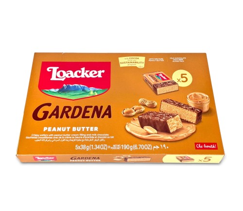 Loacker gardena masło orzechowe, wafelki w czekoladzie z kremem o smaku masła orzechowego