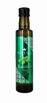 portaro basilico 250ml, oliwa z oliwek z bazylią, szklanej, ciemnej butelce