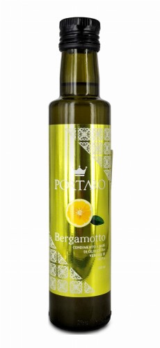 portaro bergamotto 250ml, oliwa z oliwek z aromatem bergamotki, w szklanej ciemnej butelce