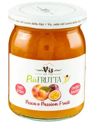 vis piufrutta pesca e passion fruit 220g dżem o smaku marakui i brzoskwini, słoik