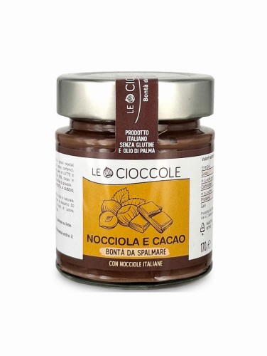 le cioccole nocciola e cacao 170g, krem do smarowania z orzechów laskowych i kakao, słoik