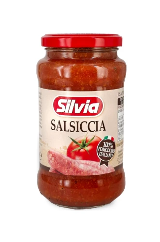 silvia salsiccia 400g, sos pomidorowy z kiełbasą do makaronu, słoik
