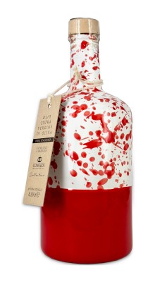 congedi oliwa z oliwek z pierwszego tłoczenia, kamionka czerwona 500ml ręcznie malowana