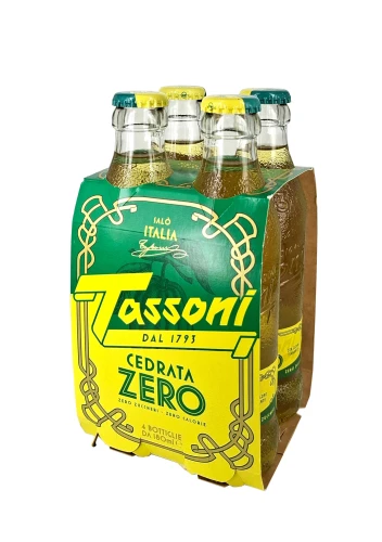 tassoni Cedrata Zero 4x180ml,  napój gazowany w szklanej butelce