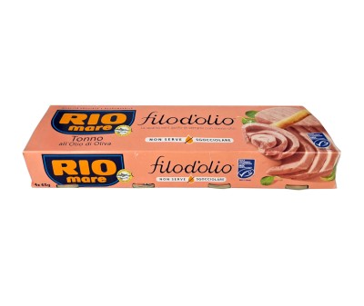 rio mare filodolio 4x65g, tuńczyk w puszce z mniejszą ilością oliwy, nie wymaga odsączania