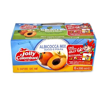 jolly colombani albicocca 6x200ml, nektar morelowo-jabłkowy, kartonik z rurką