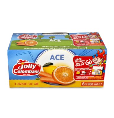 jolly colombani ace 6x200ml, napój owocowy w kartoniku z rurką