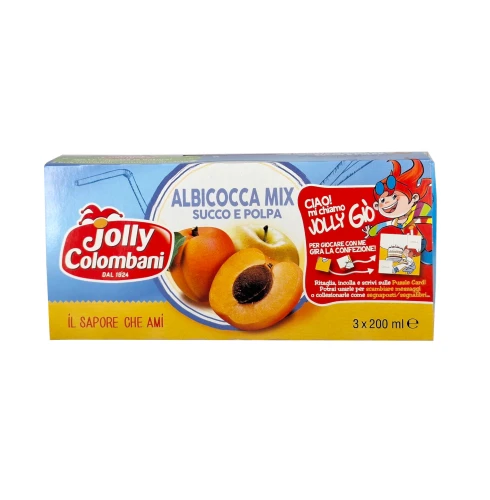 albicocca mix jolly colombani 3x200ml, nektar morelowy w kartoniku z rurką