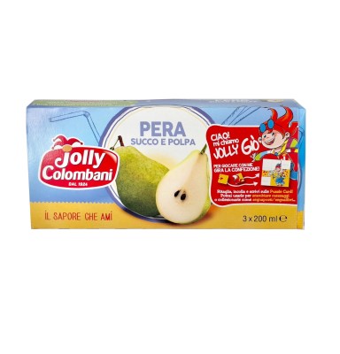 pera jolly colombani 3x200ml, nektar gruszkowy w kartoniku z rurką