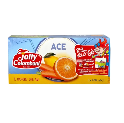 jolly colombani ace 3x200ml, napój owocowy w kartoniku z rurką