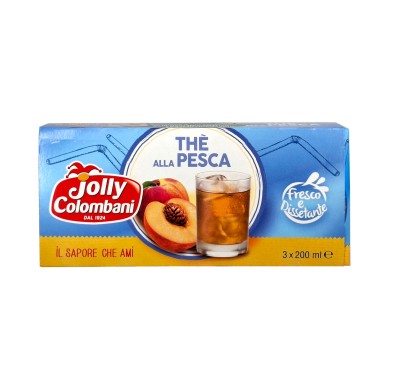 jolly colombani the pesca 3x200ml, herbata mrożona brzoskwiniowa, kartonik z rurką