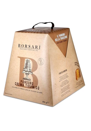 borsari pandoro tiramisu 850g, babka włoska z kremem tiramisu i kroplami czekolady