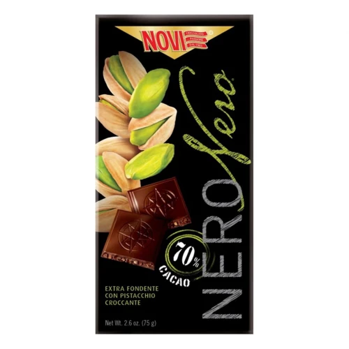 Novi Nero Nero Extra Fondente con Pistacchio Croccante Czekolada Ciemna z pistacjami 75g