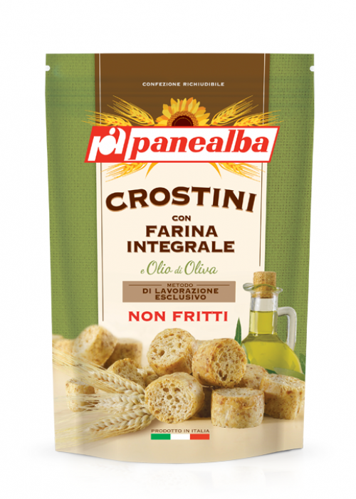 Panealba Crostini con farina integrale Mini grzanki z mąką pełnoziarnistą i oliwą 80g  