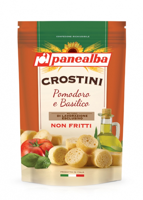 Panealba Crostini Pomodoro e Basilico Mini grzanki o smaku pomidorów z bazylią 100g