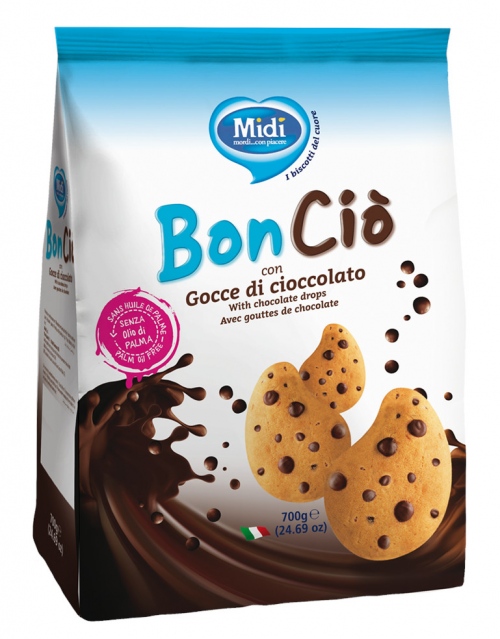 Midi Bon Cio con gocce di cioccolato Ciastka kruche z kroplami czekolady 700g