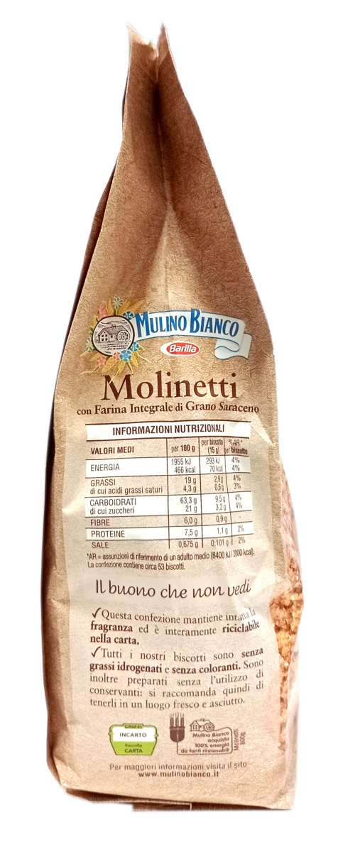 Mulino Bianco Molinetti Ciastka kruche pełnoziarniste z mąką gryczaną 350g
