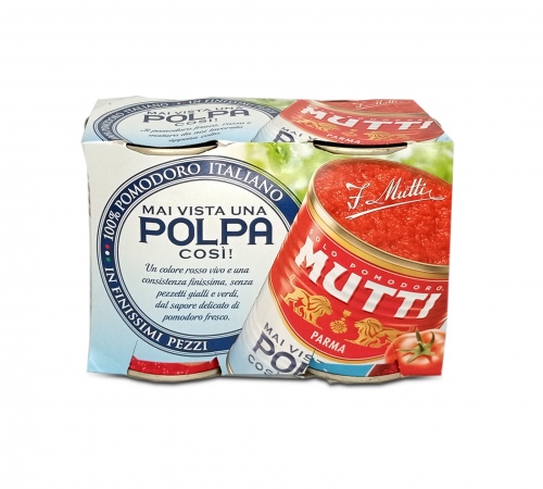 Mutti Polpa in Finissimi Pezzi Pulpa pomidorowa w małych kawałkach 2x400g 100% włoskich pomidorów