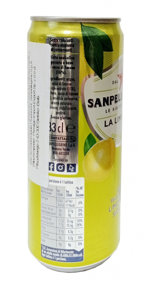 Sanpellegrino La Limonata Napój gazowany Cytrynowy 330ml