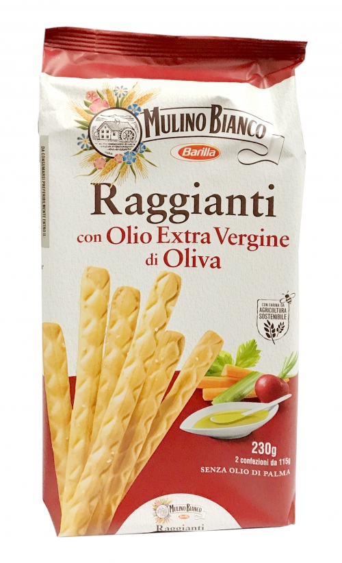 Mulino Bianco Raggianti con Olio Extra Vergine di Oliva Grissini z Oliwą 230g