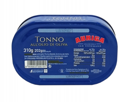 Auriga Tonno all'olio di oliva Tuńczyk w oliwie z oliwek 310g