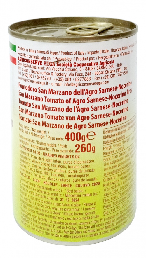 Strianese Pomodoro San Marzano Pomidory Pelati Obrane Całe 400g